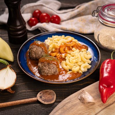 Masove gulicky v paradajkovej omacke, cestoviny_310